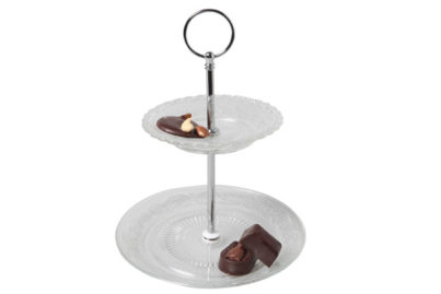 Retro Etagère Glas 2 Niveaus &nbsp;<br />&Oslash; 13-18 x 23,5 cm