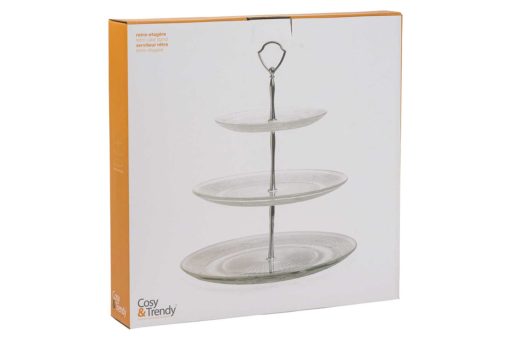 Retro Etagère Glas 3 Niveaus  <br />Ø 18-25-29 x 34 cm - Afbeelding 3
