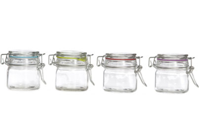 Weckpot met Clip &nbsp;<br />8 x 7 x 8 cm · ring assorti kleur