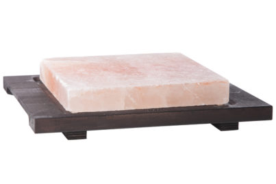 Zoutsteen in Wengé Basis &nbsp;<br />20 x 20 x 3 cm - 28 x 26,5 cm