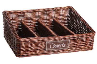 Rieten Bestekbak 4-Vaks &nbsp;<br />34 x 28 x 7-12 cm