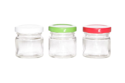 Glazen Potje &Oslash; 5 x 5,5 cm &nbsp;<br />deksel assorti kleur