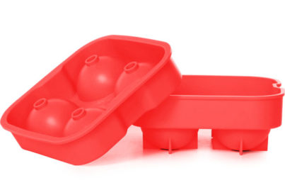 Siliconen IJsblokjesvorm Rood &nbsp;<br />voor 4 ijsbolletjes &nbsp;<br />&Oslash; 4,5 cm