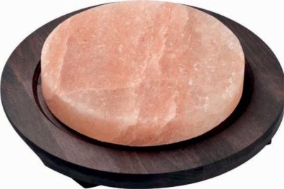 Zoutsteen in Wengé Basis &nbsp;<br />20 x 3 cm - 28,5 x 3,2 cm