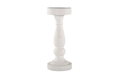 Kandelaar Wit Hout &nbsp;<br />10 x 10 x 25 cm