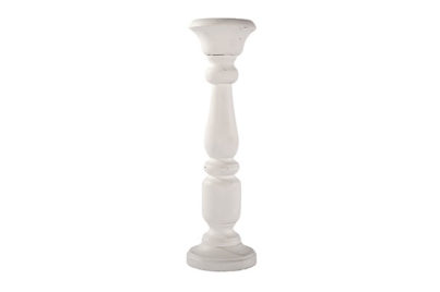 Kandelaar Wit Hout &nbsp;<br />11 x 11 x 36 cm