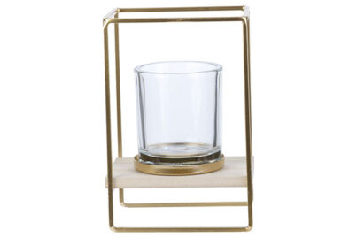 Theelichthouder Cube Goud &nbsp;<br />13 x 10 x 19 cm