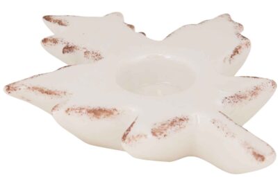 Theelichthouder Leaf Antique Look &nbsp;<br />crème · 19,7 x 3 x 15,1 cm