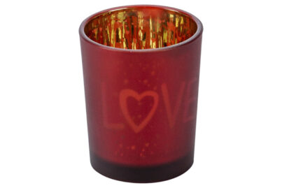 Theelichthouder Love Goud Rood &nbsp;<br />&Oslash; 5,5 x 7 cm