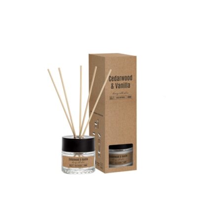 Kraft Geurstokjes 50ml &nbsp;<br />&Oslash; 6,3 x 21 cm · cedarwood en vanilla