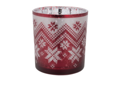 Theelichthouder Star Rood Wit &nbsp;<br />&Oslash; 7 x 8 cm