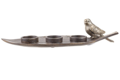 Theelichthouder Leaf Bird Bruin &nbsp;<br />35,5 x 12,5 x 8 cm