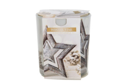 Geurkaars Glas Winter Star &nbsp;<br />&Oslash; 7 x 8 cm · ± 22 branduren