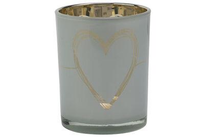 Theelichthouder Heart Lichtgrijs &nbsp;<br />&Oslash; 10 x 12,5 cm