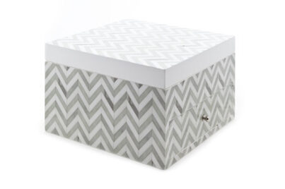 Sieradendoos Zigzag Grijs Wit &nbsp;<br />20 x 21 x 13 cm