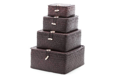 Manden Set Riet 4-Delig &nbsp;<br />bordeaux · 4 verschillende maten