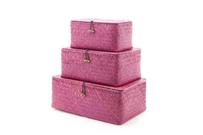 Set Mandjes Riet 3-Delig &nbsp;<br />burgundy · 3 verschillende maten