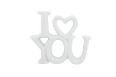Mat Wit Ornament I Love You &nbsp;<br />13,5 x 3 x 11 cm · keramiek