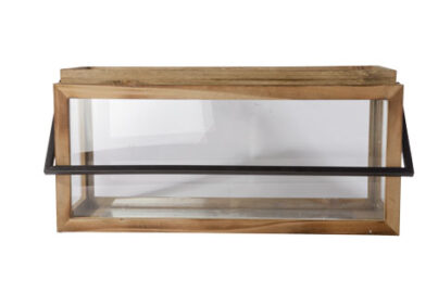 Lantaarn in Glas Hout&nbsp;<br />49 x 16 x 23 cm · glas-hout
