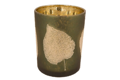 Theelichthouder Leaves Groen&nbsp;<br />&Oslash; 10 x 12,5 cm · glas