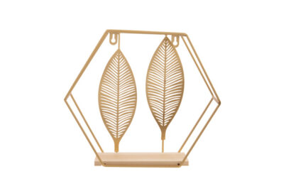 Muurdeco Leaf Wood Base Goud&nbsp;<br />34 x 9,5 x 27 cm · metaal