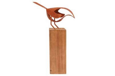 Vogel Silhouette op Sokkel&nbsp;<br />15,9 x 7,7 x 27,5 cm · metaal