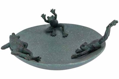 Vogelbadje Kikker Grijsgroen&nbsp;<br />32,2 x 29,5 x 14 cm · polyresin