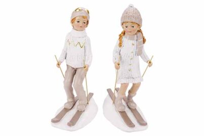 Skiër Kid Assorti Crème&nbsp;<br />12 x 8 x 22 cm · polyresin