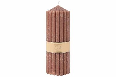 Kaars Ribbel Bruin&nbsp;<br />&Oslash; 7 x 20 cm · ± 90 branduren