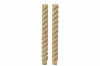 Kaars Ribbel Olijfgroen&nbsp;<br />&Oslash; 2 x 24 cm · ± 7 branduren