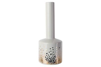 Flesvaas Wit Gold Dots&nbsp;<br />&Oslash; 9,6 x 25,3 cm · keramiek
