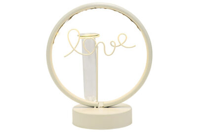 LED Decolamp Cirkel Love Wit&nbsp;<br />19 x 10,5 x 21,5 cm · glas - metaal