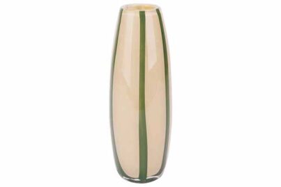 Vaas Green Stripe Crème&nbsp;<br />&Oslash; 11 x 30 cm · glas