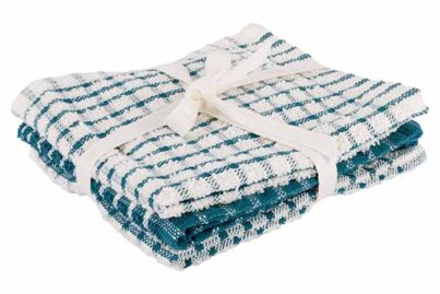 Stoff Vaatdoek Petrol Blue&nbsp;<br />30 x 30 cm · katoen · 3 assorti