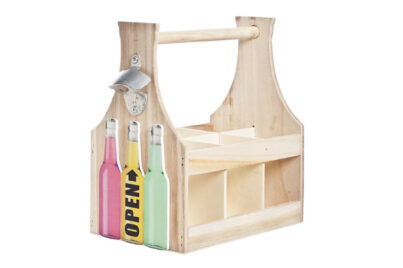 Flessenhouder met Opener&nbsp;<br />28 x 17 x 29 cm · hout