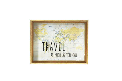 Spaarpot Travel&nbsp;<br />26 x 20 x 6 cm · hout